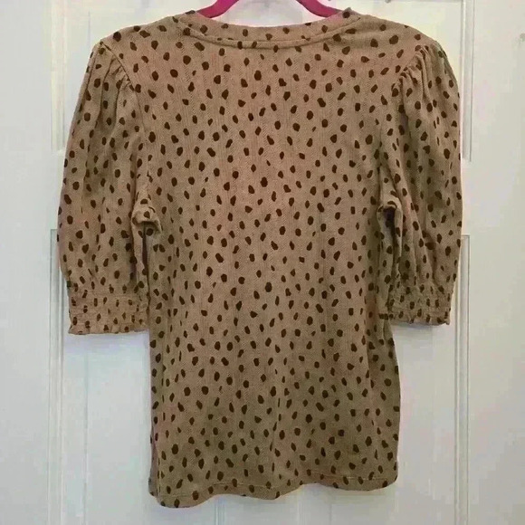 Lucky Brand Chetah Design Small Puff Sleeve Tops,Size S - Picture 2 of 3